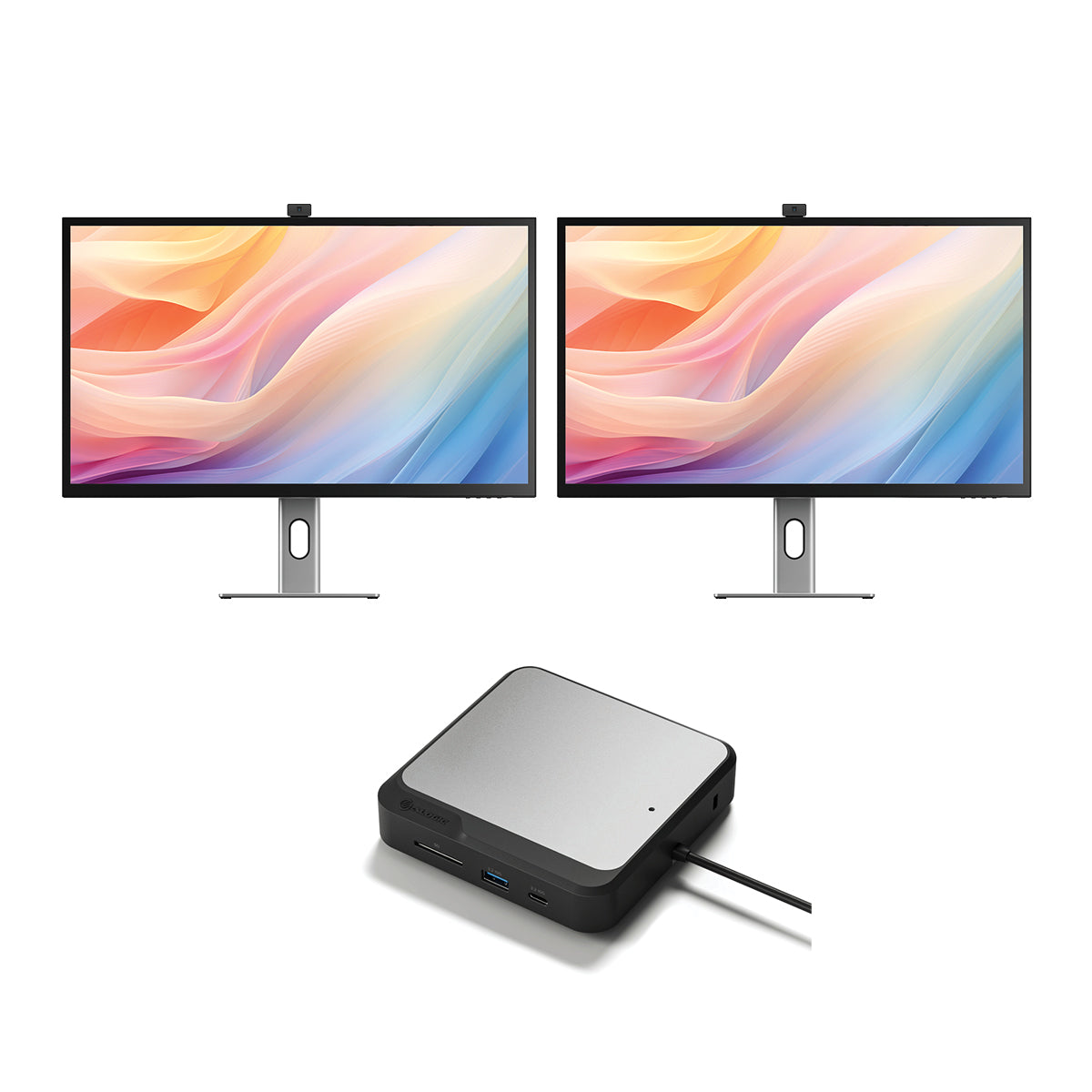 Clarity Max Pro 32" UHD 4K Monitor with USB-C Power Delivery and Webcam (Pack of 2) + Dual 4K Universal Docking Station – HDMI Edition