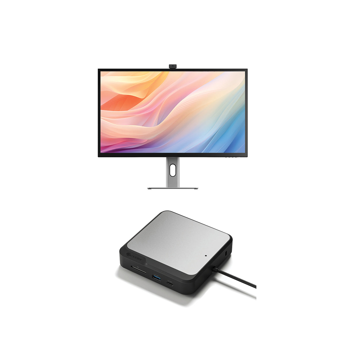 Clarity Max Pro 32" UHD 4K Monitor with USB-C Power Delivery and Webcam + Dual 4K Universal Docking Station – DisplayPort Edition