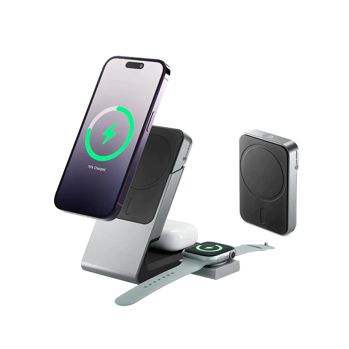 Matrix 3-In-1 Universal Magnetic Charging Dock with Apple Watch Charger + Matrix Universal Magnetic Power Bank 5000mAh
