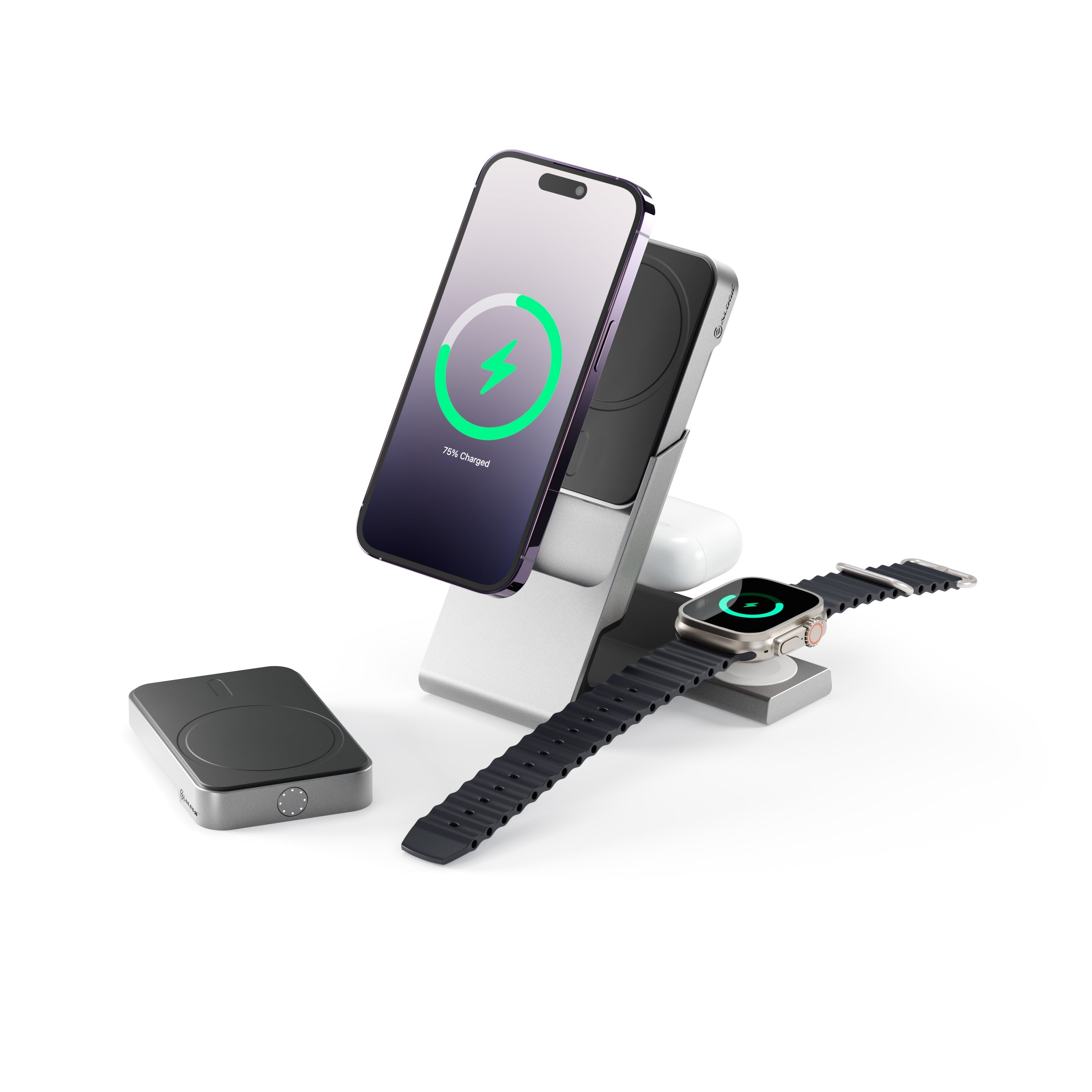 Matrix 3-In-1 Universal Magnetic Charging Dock with Apple Watch Charger + Matrix Universal Magnetic Power Bank 5000mAh