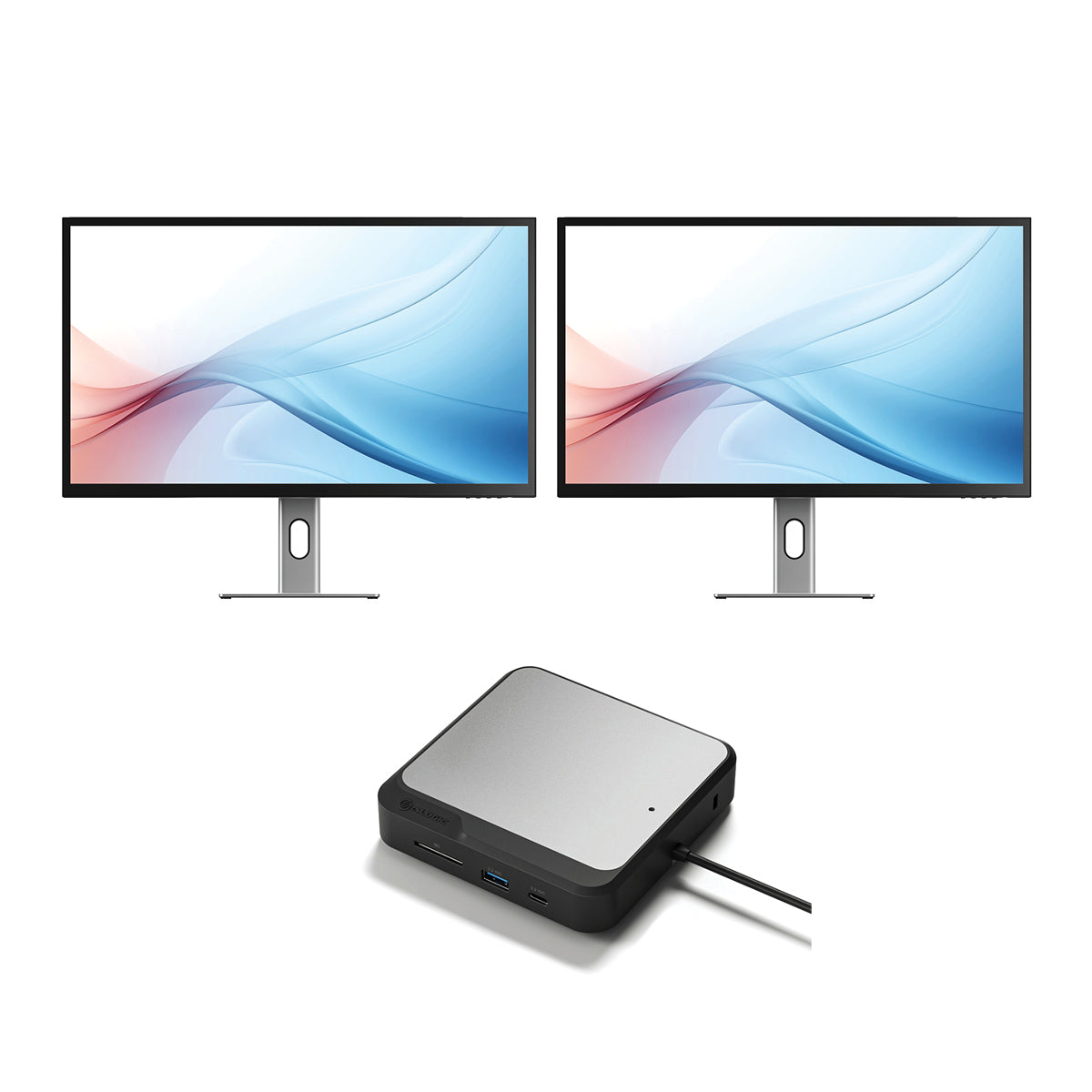 Clarity Max 32" UHD 4K Monitor with USB-C Power Delivery (Pack of 2) + Dual 4K Universal Docking Station – DisplayPort Edition