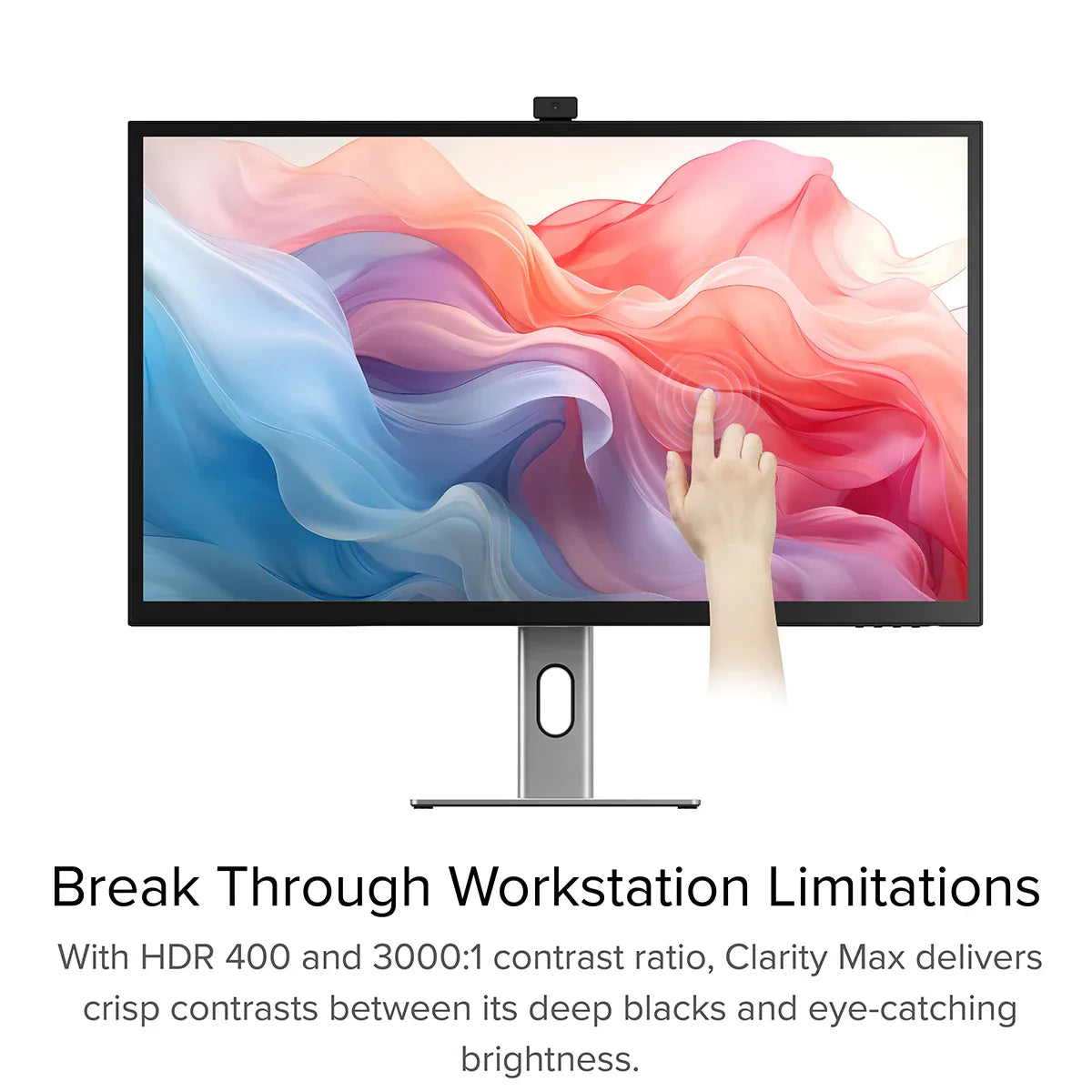 Clarity Max Touch 32" UHD 4K Monitor with USB-C Power Delivery, Webcam and Touch Screen + Dual 4K Universal Docking Station – DisplayPort Edition