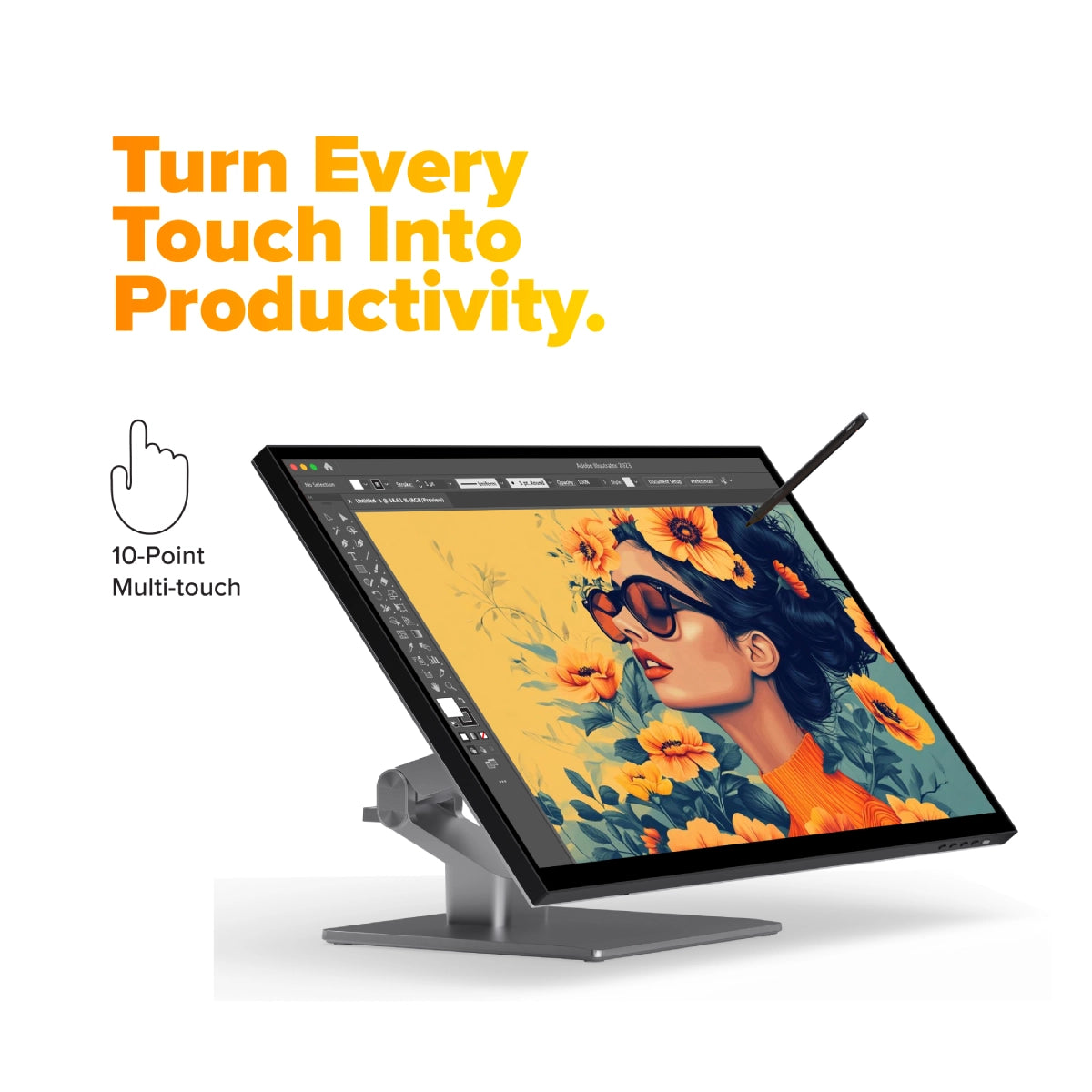 Clarity Fold Touch 27" 4K UHD Monitor with 65W Power Delivery, Webcam, Touchscreen & Fold Stand
