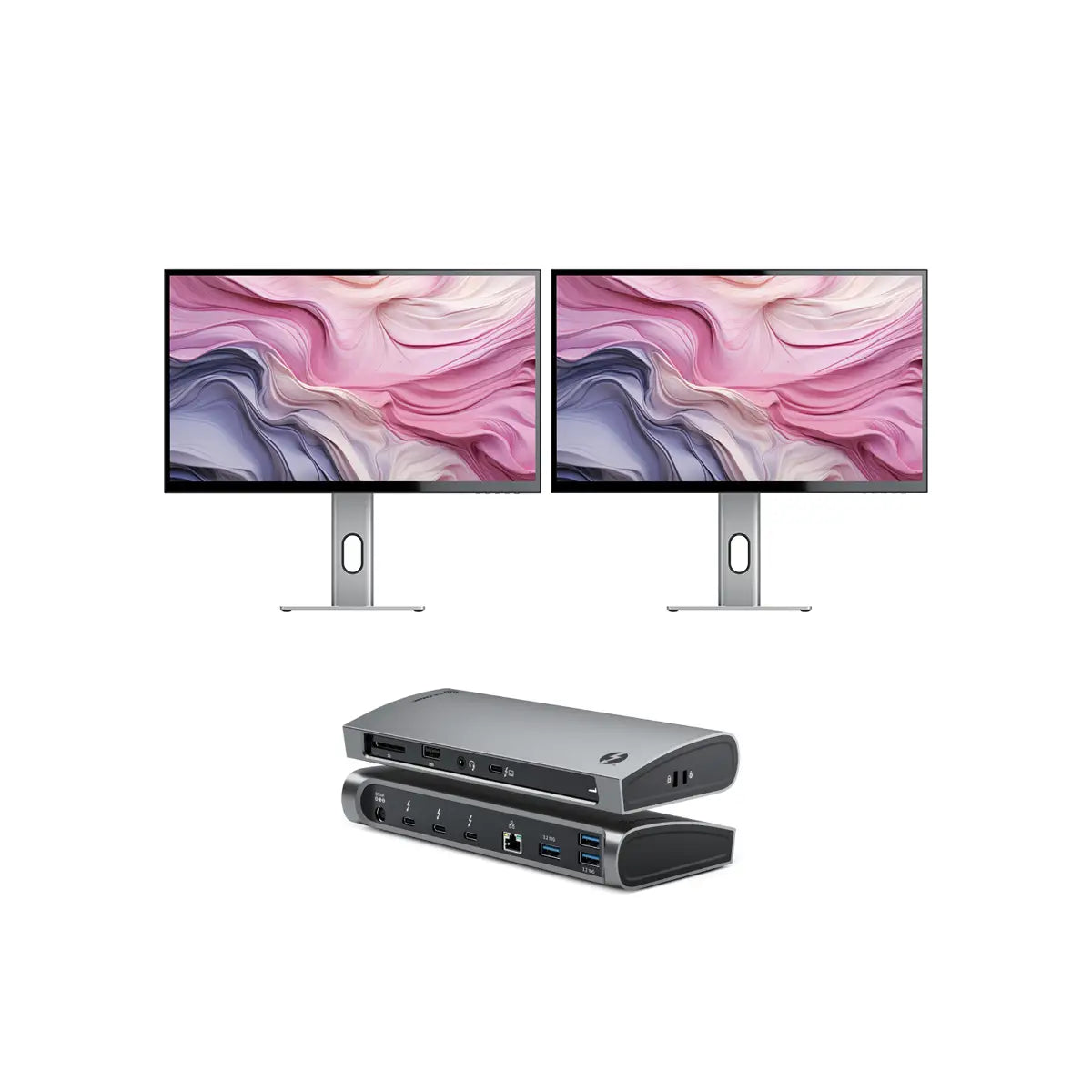 CLARITY 27'' UHD 4K Monitor (Pack of 2) + Thunderbolt 4 BLAZE Docking Station