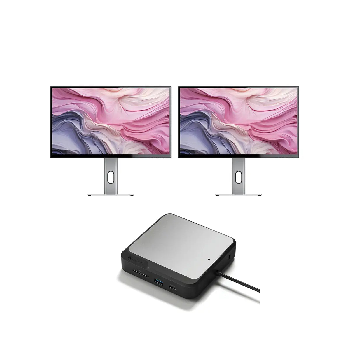 CLARITY 27'' UHD 4K Monitor (Pack of 2) + Dual 4K Universal Docking Station - DisplayPort Edition