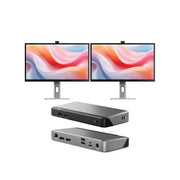 Clarity Pro 27" UHD 4K Monitor with 65W PD and Webcam (Pack of 2) + DX2 Dual 4K Display Universal Docking Station - with 65W Power Delivery