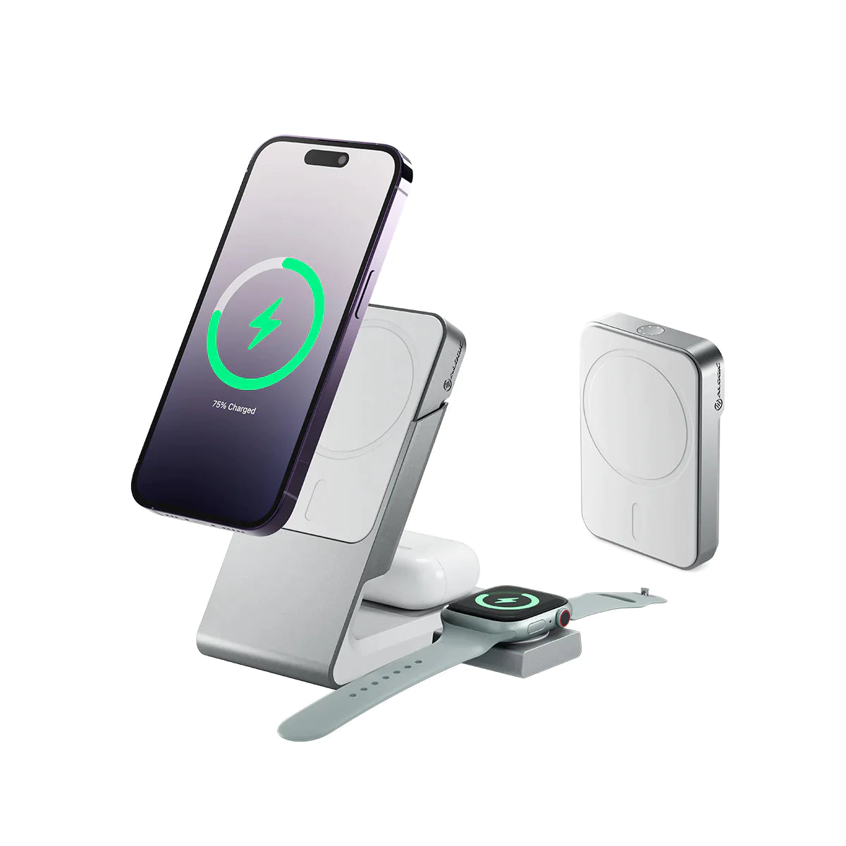 Matrix 3-In-1 Universal Magnetic Charging Dock with Apple Watch Charger + Matrix Universal Magnetic Power Bank 5000mAh