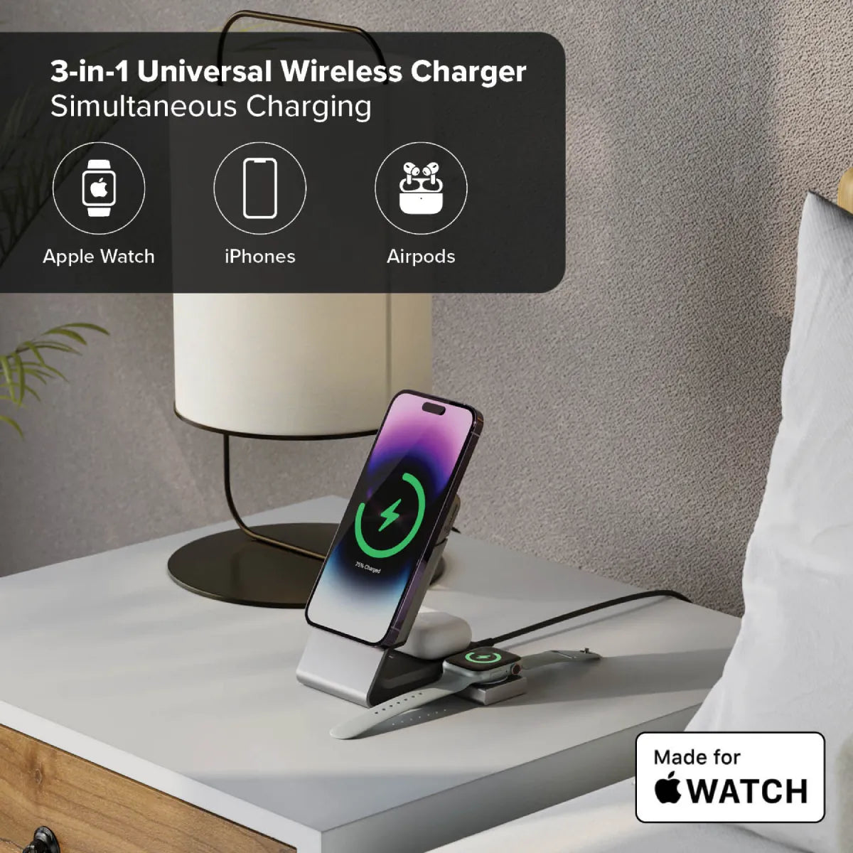 Matrix 3-in-1 Magnetic Charging Dock with Apple Watch Charger