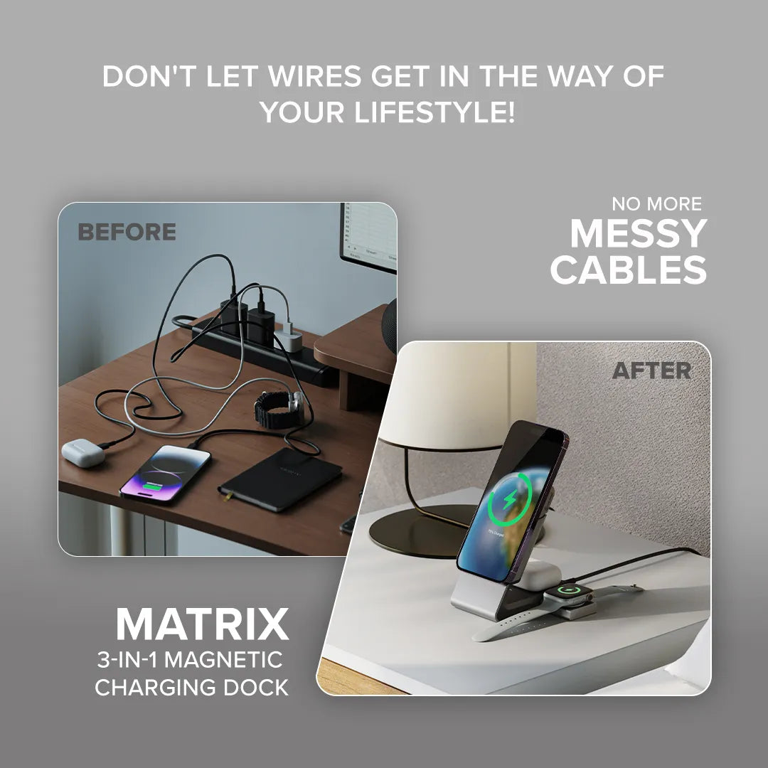 Matrix 3-in-1 Magnetic Charging Dock with Apple Watch Charger