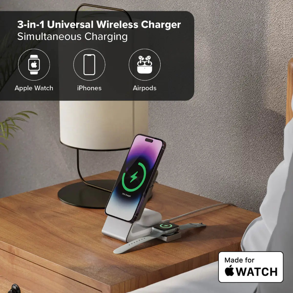 Matrix 3-in-1 Magnetic Charging Dock with Apple Watch Charger