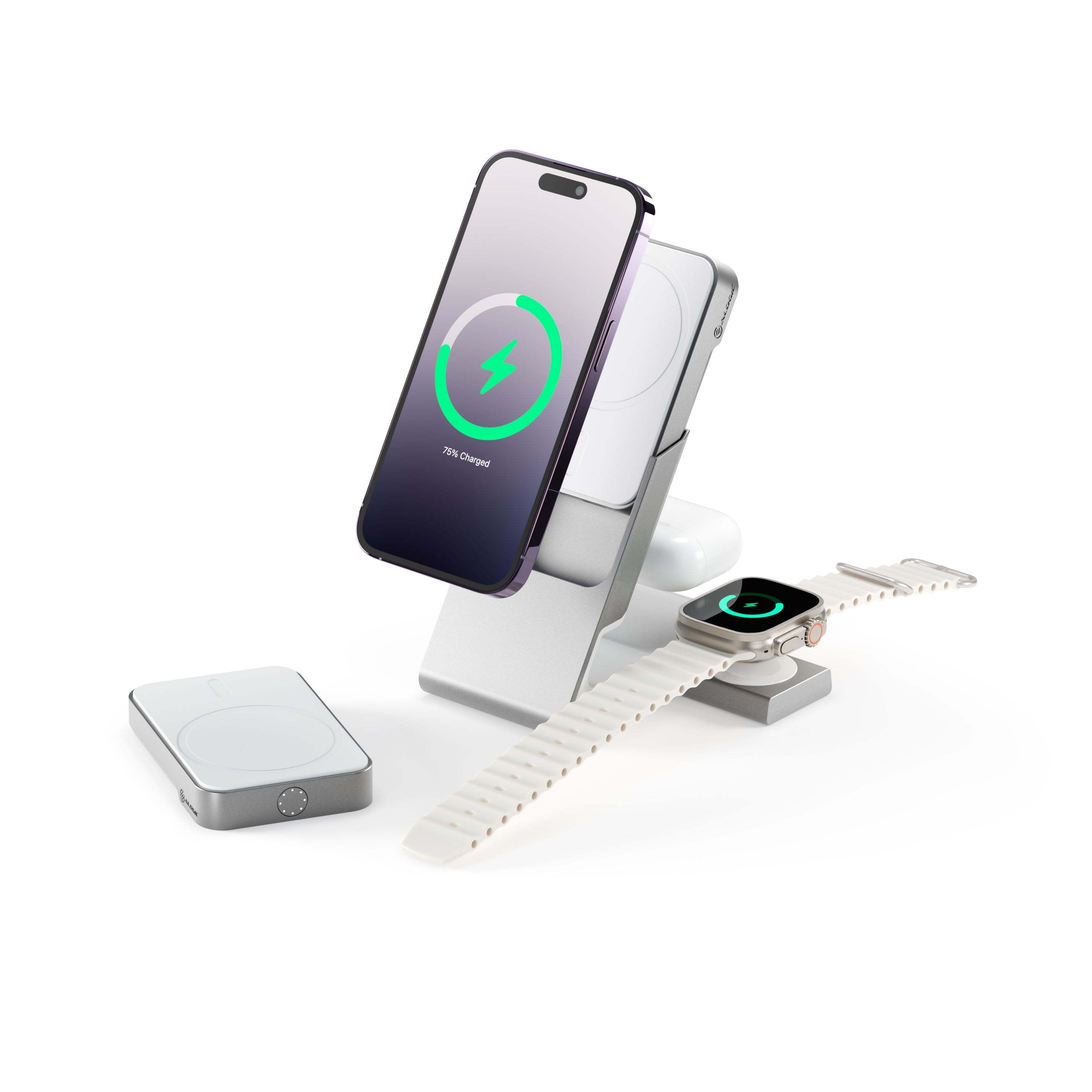 Matrix 3-In-1 Universal Magnetic Charging Dock with Apple Watch Charger + Matrix Universal Magnetic Power Bank 5000mAh