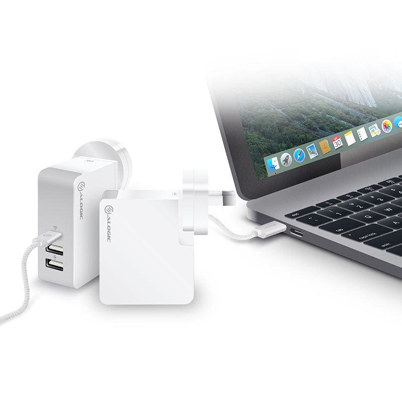 USB-C Laptop/Macbook Wall Charger 45W with Power Delivery & USB-A Charging Ports - Travel Edition with AU, EU, UK, US Plugs