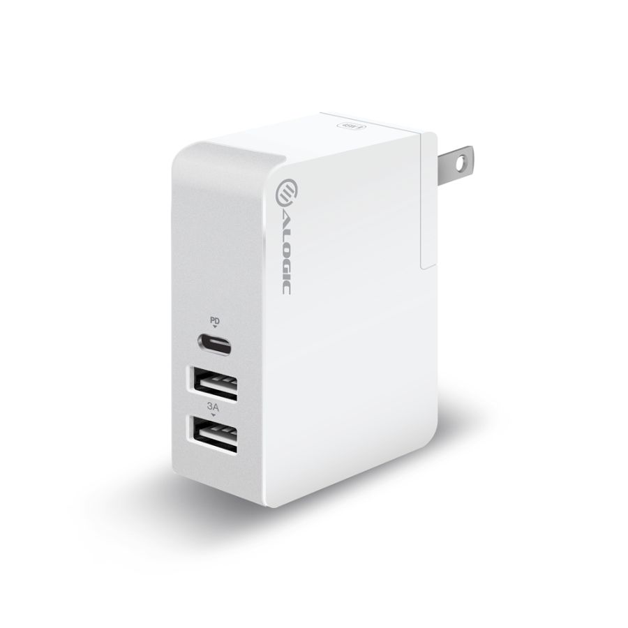 USB-C Laptop/Macbook Wall Charger 45W with Power Delivery & USB-A Charging Ports - Travel Edition with AU, EU, UK, US Plugs